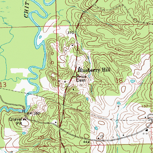 Topographic Map of Price Cemetery, MS