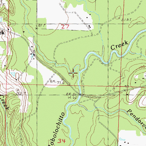 Topographic Map of Price Creek, MS