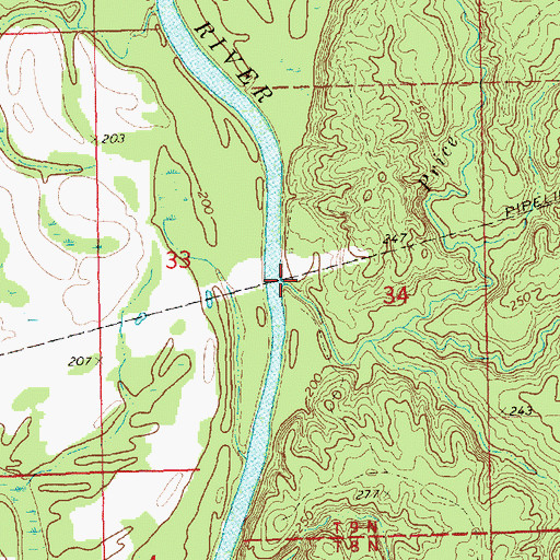 Topographic Map of Price Creek, MS