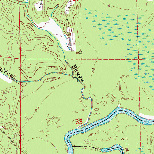 Topographic Map of Price Creek, MS