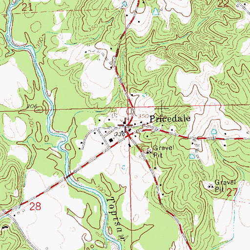 Topographic Map of Pricedale, MS