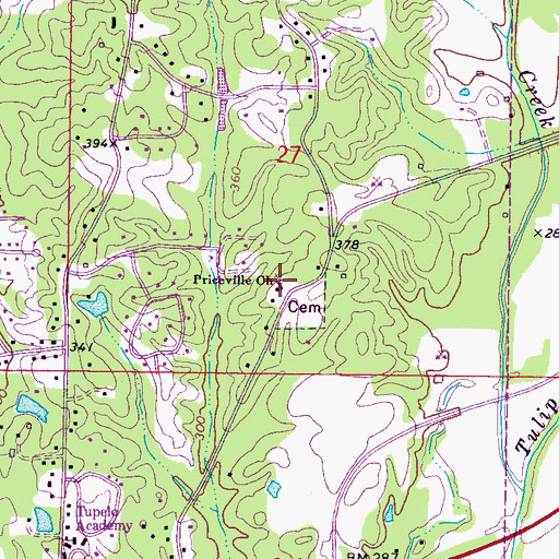 Topographic Map of Priceville Church, MS