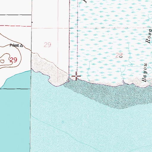 Topographic Map of Priest Bayou, MS