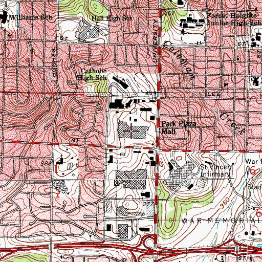 Topographic Map of Park Plaza Mall Shopping Center, AR