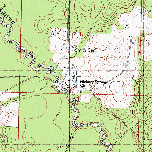 Topographic Map of Progress School, MS