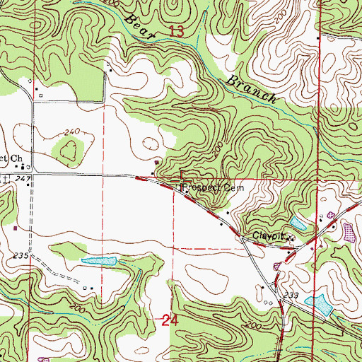 Topographic Map of Prospect Cemetery, MS