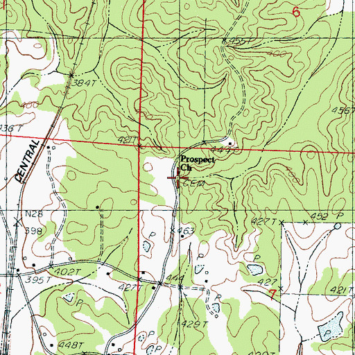 Topographic Map of Prospect Cemetery, MS
