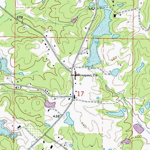 Topographic Map of Prospect Church, MS