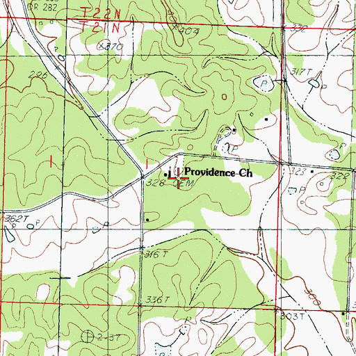 Topographic Map of Providence Cemetery, MS