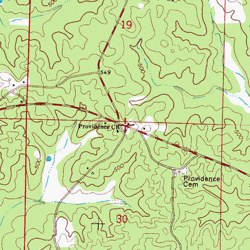Topographic Map of Providence Baptist Church, MS