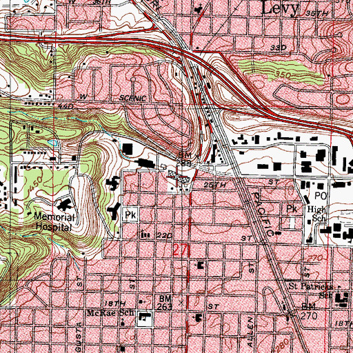 Topographic Map of Pike Plaza Shopping Center, AR