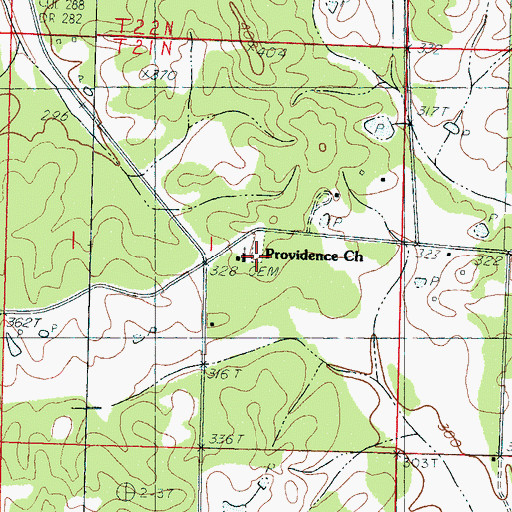 Topographic Map of Providence Baptist Church, MS
