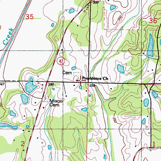 Topographic Map of McCondy Baptist Church, MS