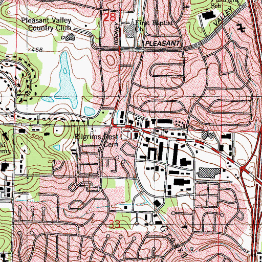 Topographic Map of Pilgrim Rest Church (historical), AR