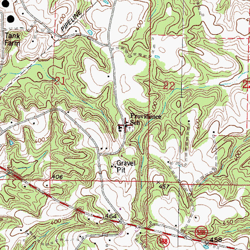 Topographic Map of Providence School, MS