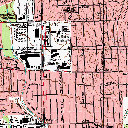 Topographic Map of Provine High School, MS