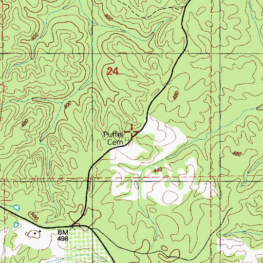 Topographic Map of Puffel Cemetery, MS