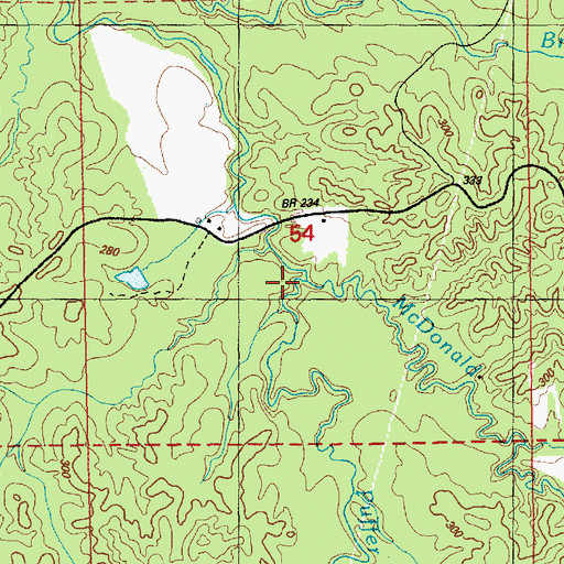 Topographic Map of Puffer Branch, MS