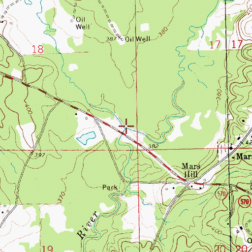 Topographic Map of Pumpkin Patch Creek, MS
