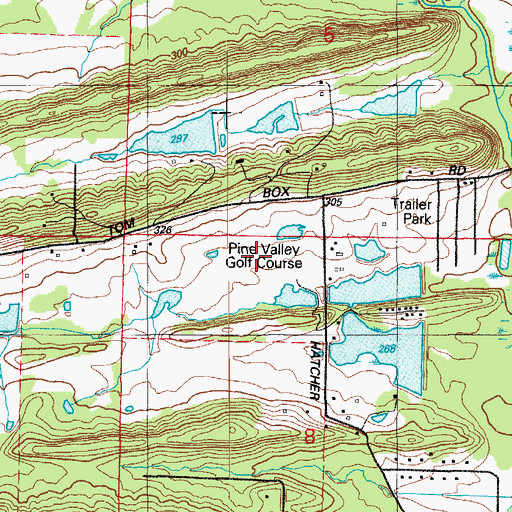Topographic Map of Pine Valley Golf Course, AR