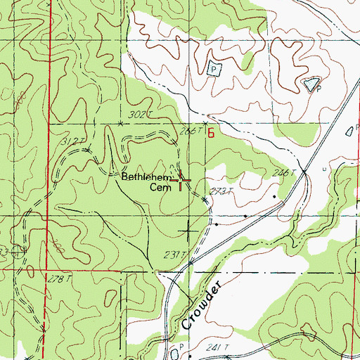 Topographic Map of Purnell Cemetery, MS
