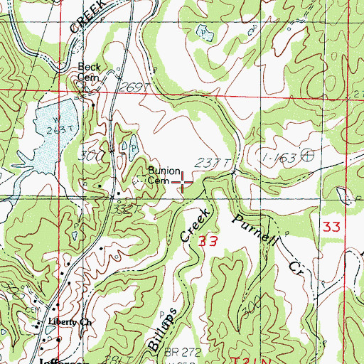 Topographic Map of Purnell Creek, MS