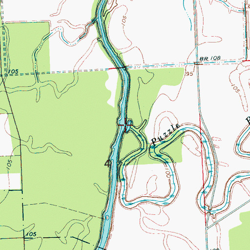 Topographic Map of Puzzle Bayou, MS