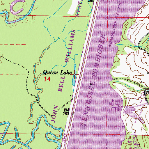 Topographic Map of Queen Lake, MS
