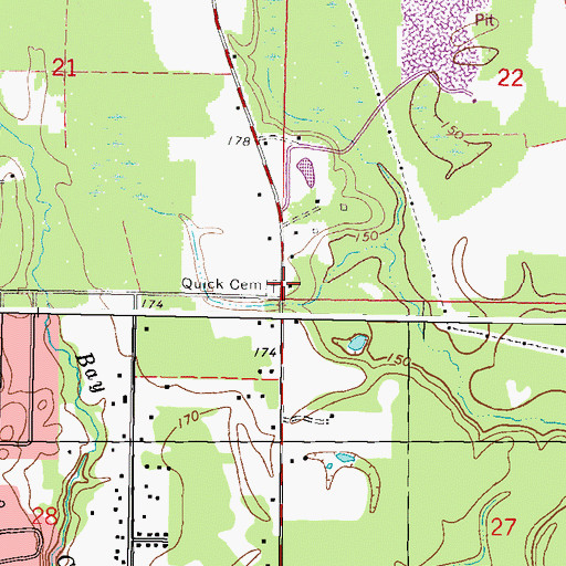 Topographic Map of Quick Cemetery, MS