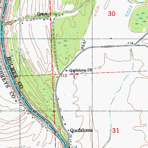 Topographic Map of Quofaloma Church, MS