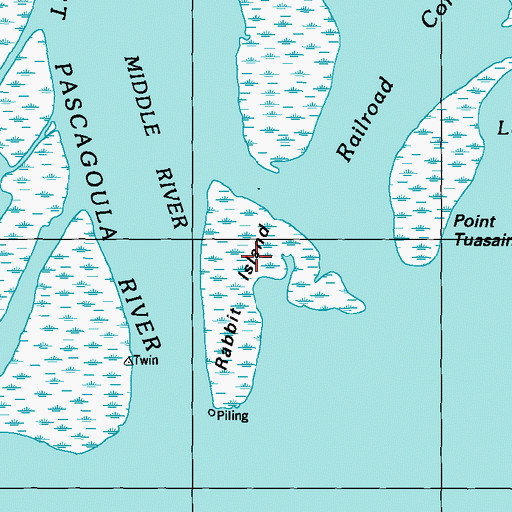 Topographic Map of Rabbit Island, MS