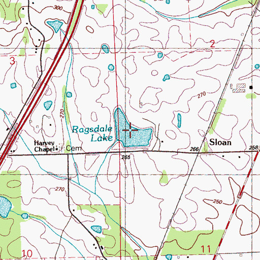 Topographic Map of Ragsdale Lake, MS