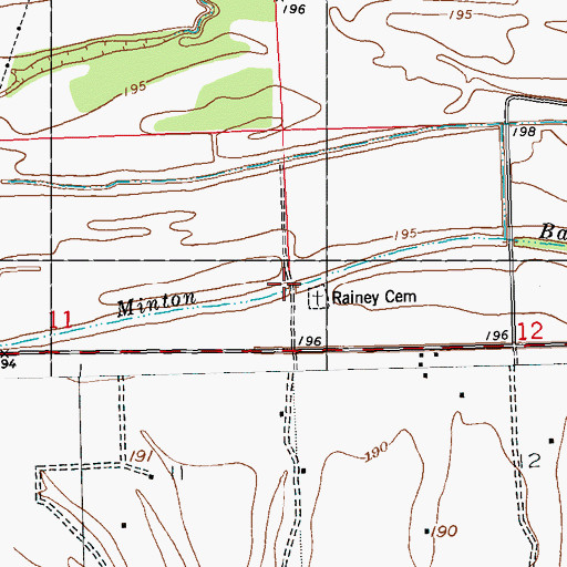 Topographic Map of Rainey Cemetery, MS