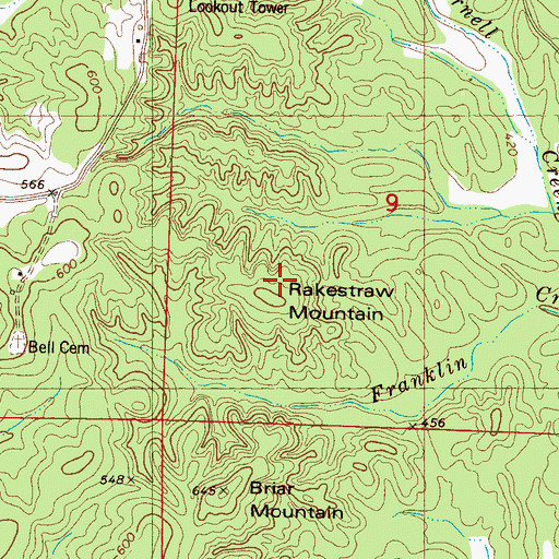 Topographic Map of Rakestraw Mountain, MS