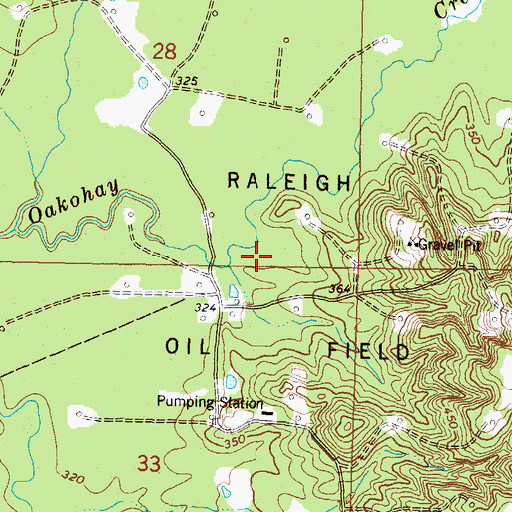 Topographic Map of Raleigh Oil Field, MS