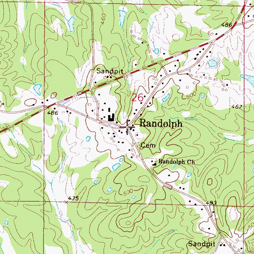 Topographic Map of Randolph, MS