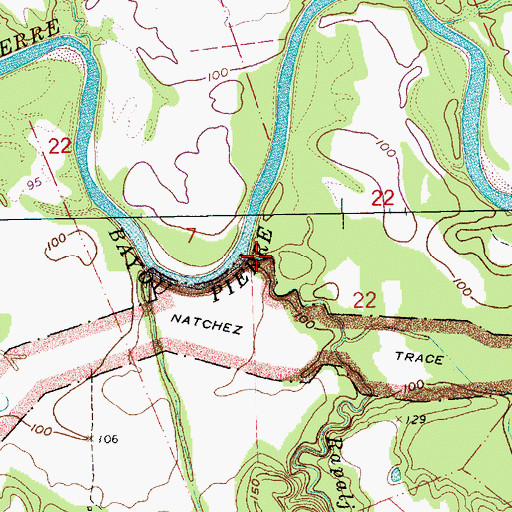 Topographic Map of Rapalje Creek, MS