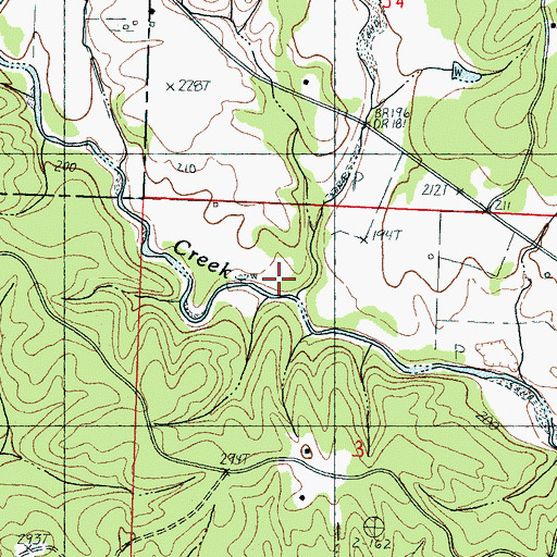 Topographic Map of Rattlesnake Creek, MS