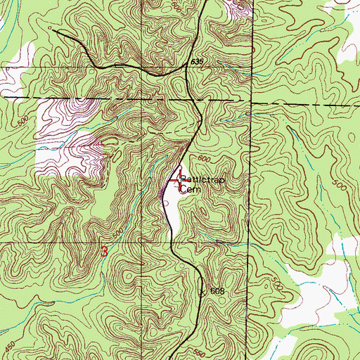 Topographic Map of Rattletrap Cemetery, MS