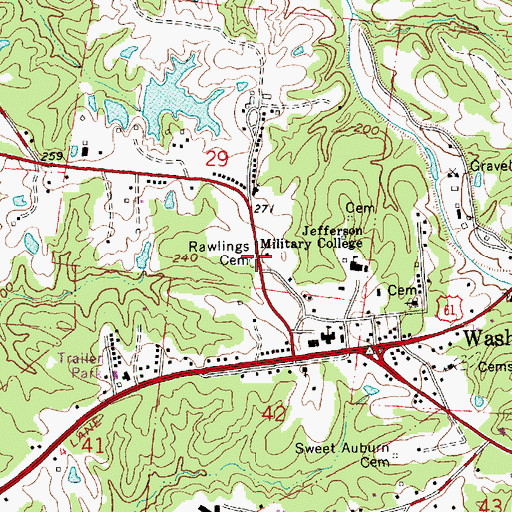 Topographic Map of Rawlings Cemetery, MS