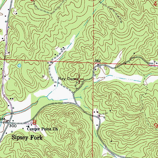 Topographic Map of Ray Cemetery, MS