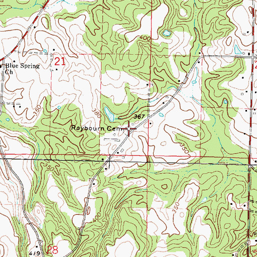 Topographic Map of Raybourn Cemetery, MS