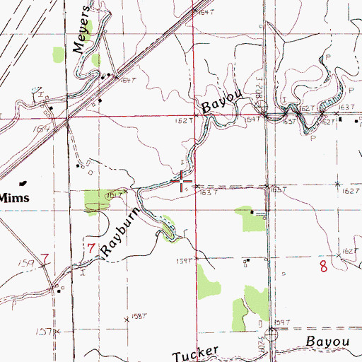 Topographic Map of Rayburn Bayou, MS