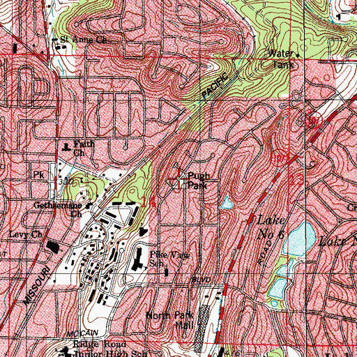 Topographic Map of Pugh Park, AR