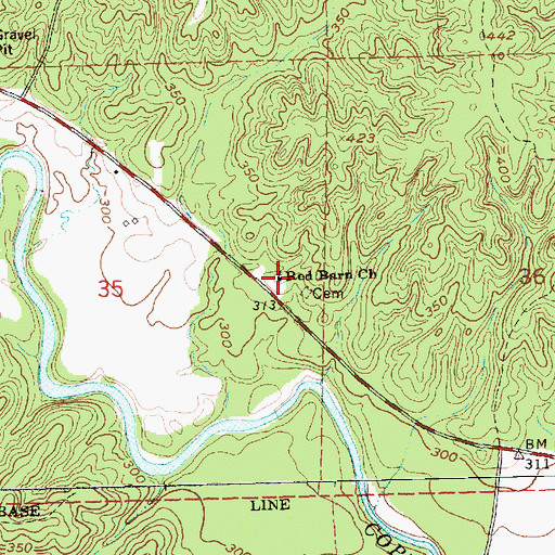 Topographic Map of Red Barn Church, MS