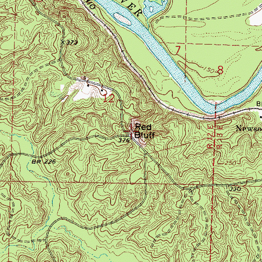 Topographic Map of Red Bluff, MS
