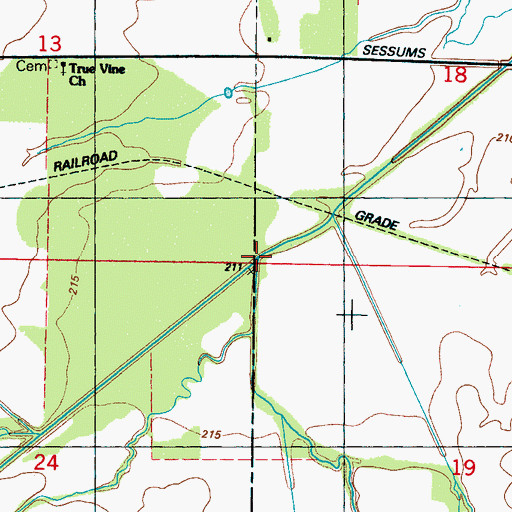 Topographic Map of Red Bud Creek, MS