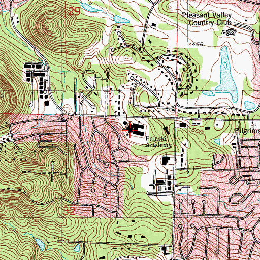 Topographic Map of Pulaski Academy, AR
