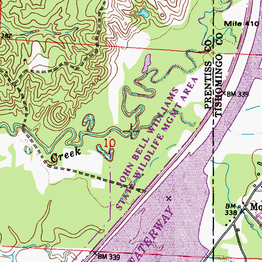 Topographic Map of Red Bud Creek, MS