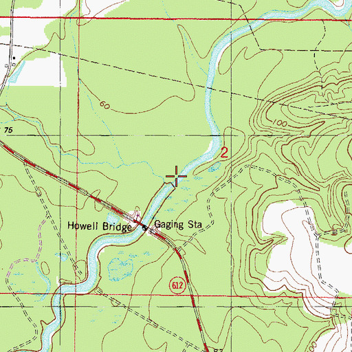 Topographic Map of Red Creek, MS